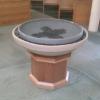 Baptismal Font  -  Available for custom fabrication, various bowl colors and custom base. Pump and filtration available.